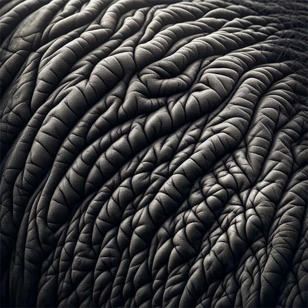 A close-up of the rough, thick skin on an elephant's back