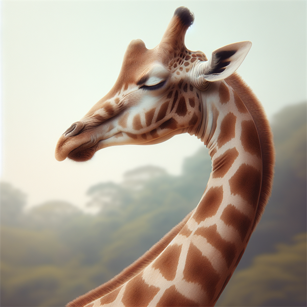 A giraffe standing with eyes closed, appearing to be asleep.