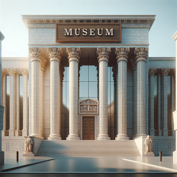 An illustration of a museum building with a sign that says 'Museum'.
