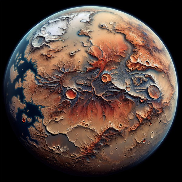 A detailed map of Mars created by rover explorations.