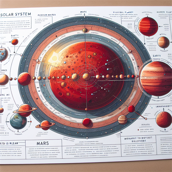 A diagram of the Solar System highlighting Mars.