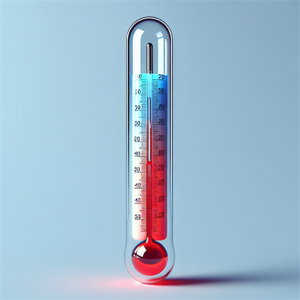A thermometer showing high and low extremes