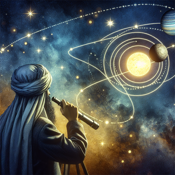 An image of someone looking at the stars with a telescope, imagining Mercury’s journey around the Sun