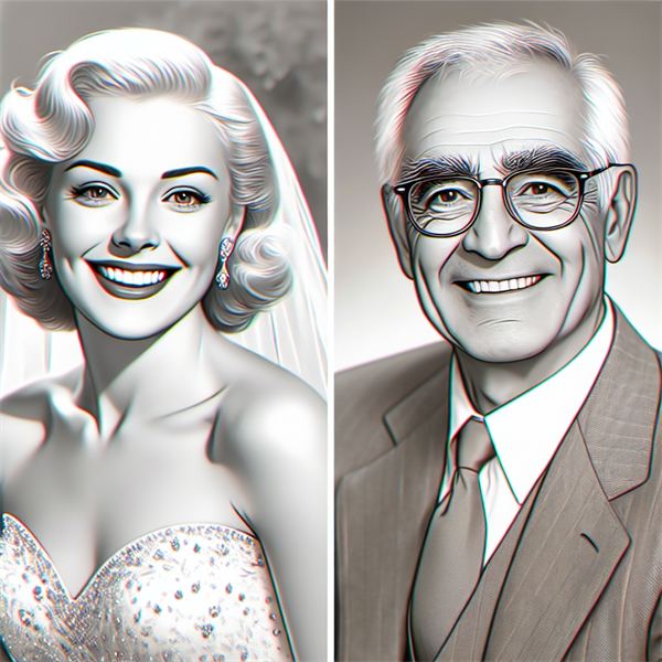 A wedding photo with Marilyn Monroe and Joe DiMaggio, and another with Arthur Miller.