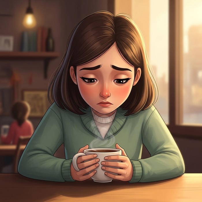 "Dạo này tôi cảm thấy rất buồn," Mia khẽ nói.