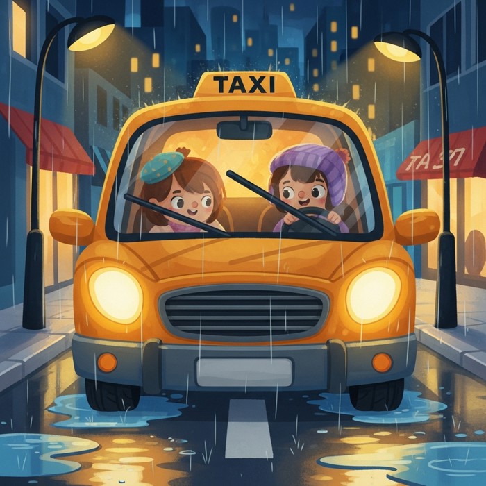 A Taxi on a Rainy Day
