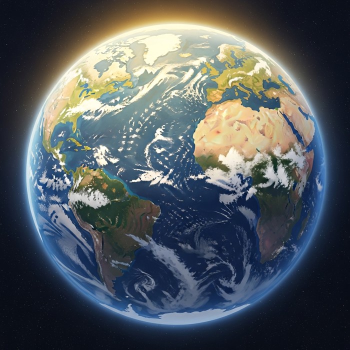 A seamless view of Earth from orbit showing no visible lines or divisions between nations, only one continuous world