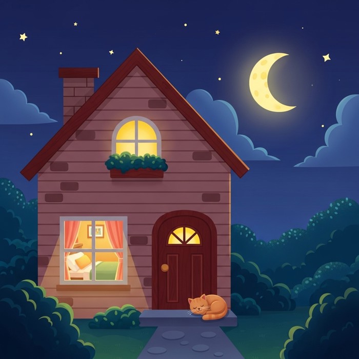A Quiet Home at Night